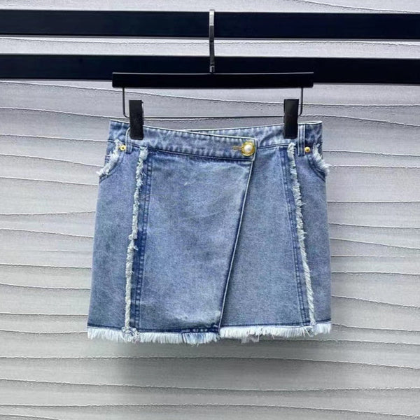 Balmain Skirt Blue Cotton Polyester