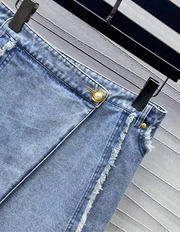 Balmain Skirt Blue Cotton Polyester