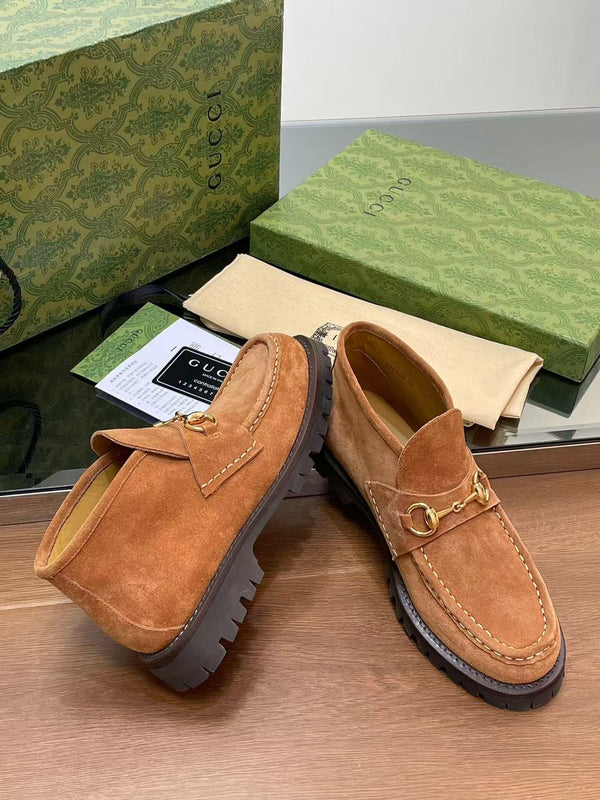 GG Horsebit Ankle Boot Light Brown Suede