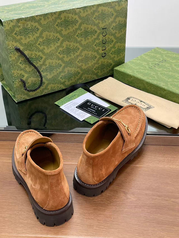 GG Horsebit Ankle Boot Light Brown Suede