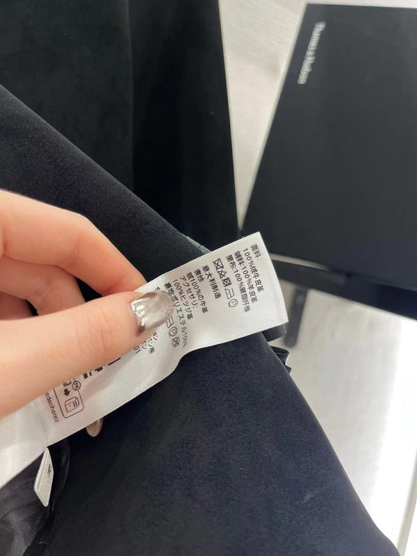 Celine Straight Blouson Jacket and Skirt in Black Suede