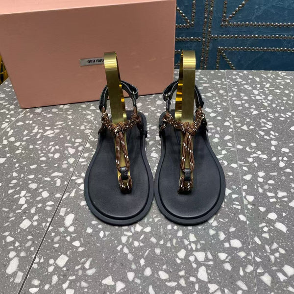 HAmiu riviere cord & leather brown sandal