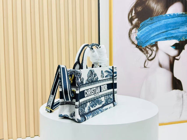 Dior Book Tote 21 cm Blue White Canvas