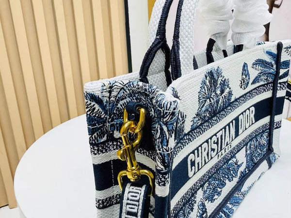 Dior Book Tote 21 cm Blue White Canvas