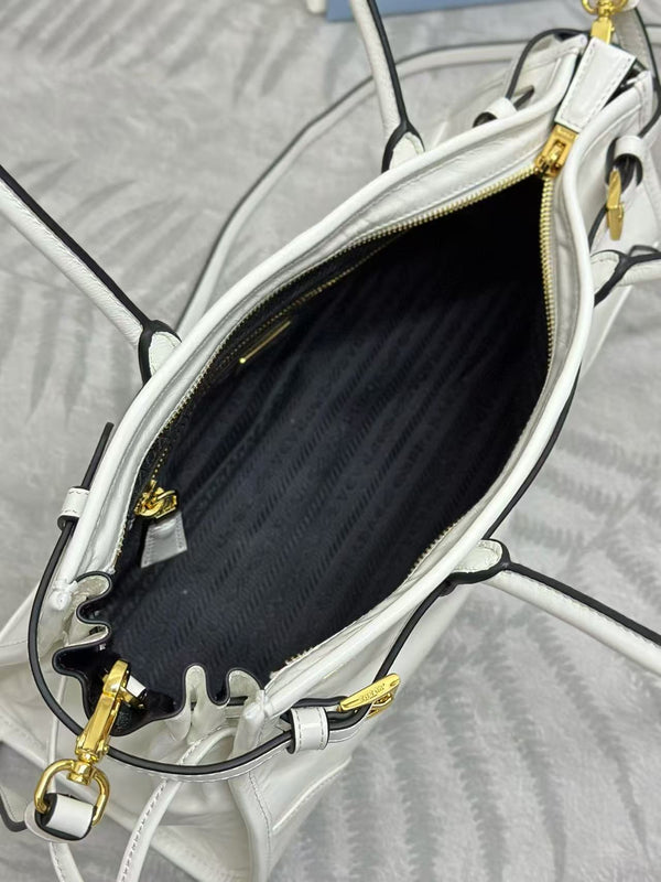 Prada Bonnie Medium Handbag 32cm White Calfskin