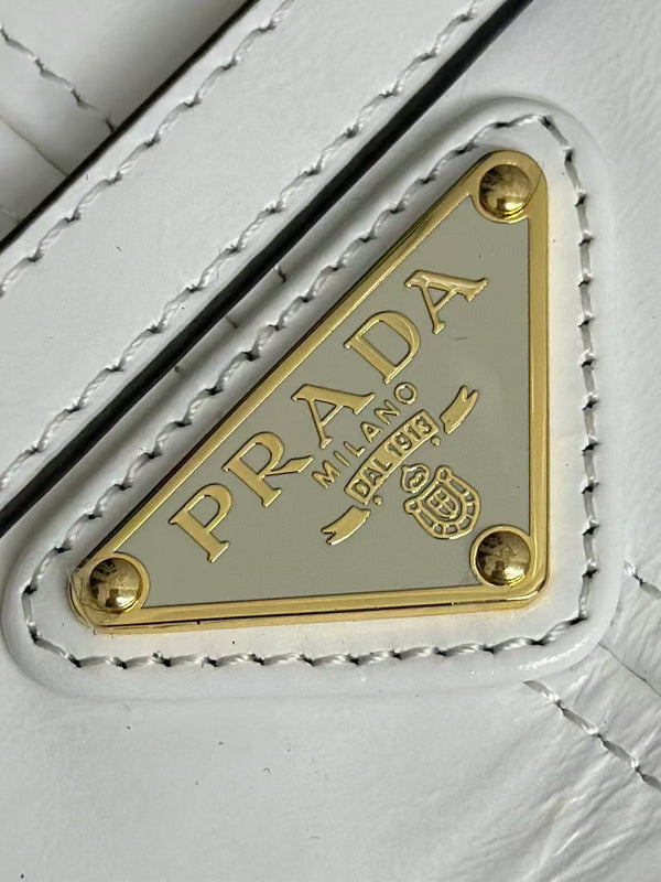 Prada Bonnie Medium Handbag 32cm White Calfskin