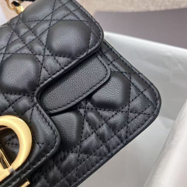 Small Dior Jolie Top Handle Bag 22cm Black Cannage Calfskin