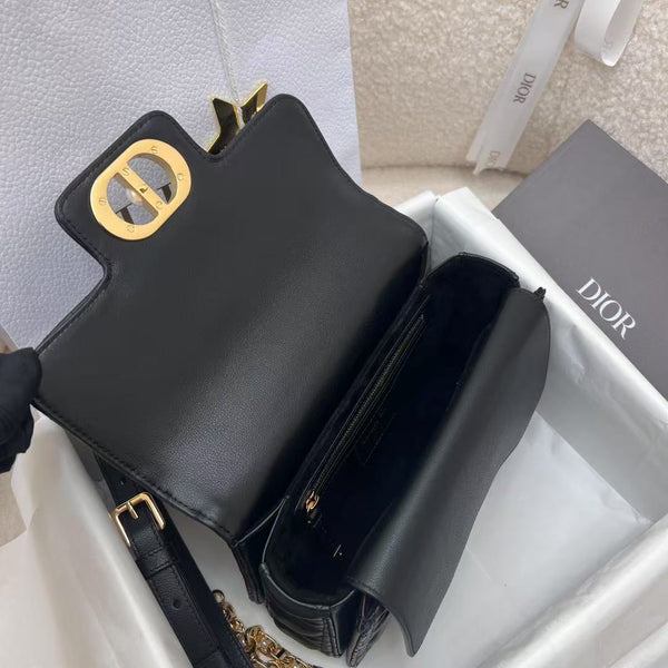 Small Dior Jolie Top Handle Bag 22cm Black Cannage Calfskin