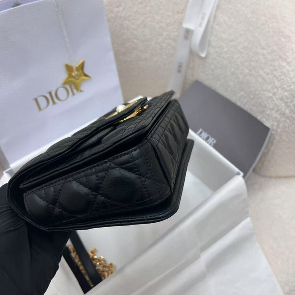 Small Dior Jolie Top Handle Bag 22cm Black Cannage Calfskin