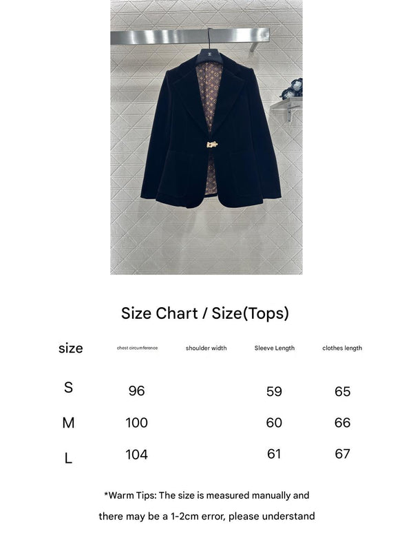 LV25 Gold-Button Lapel Suit Jacket Black Velvet 294490