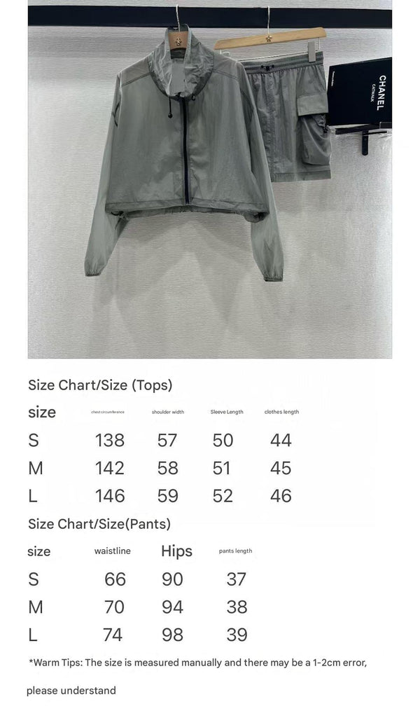 Moncle 25 Hooded Sun-Protective Jacket and Short Skirt Set Gray Nylon 249062