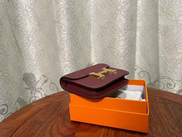 HM CONSTANCE 18 DARK RED EPSOM GOLD HARDWARE