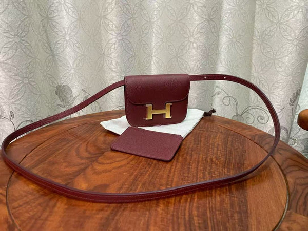 HM CONSTANCE 18 DARK RED EPSOM GOLD HARDWARE