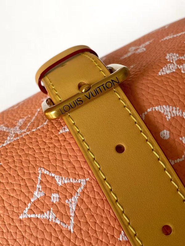 Speedy P9 Bandoulière 40 Handbag Orange White Cowhide