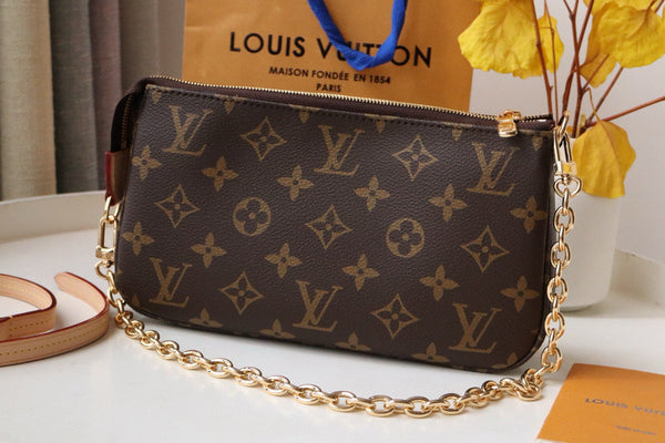 LV Pochette Accessoires Handbag 24cm in Dark Brown Monogram Canvas