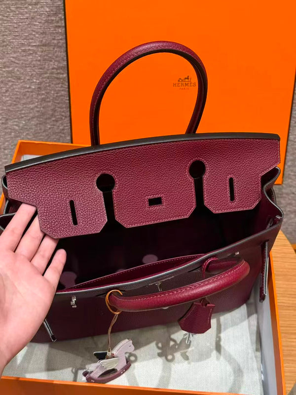 HM BIRKIN 25CM BURGUNDY TOGO LEATHER SILVER HARDWARE