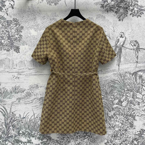 GG Canvas Dress Brown Polyester Fiber