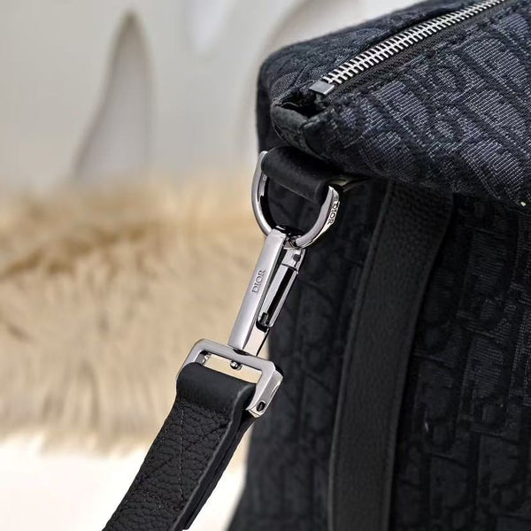 Weekender 40 Dior Oblique Jacquard Black Grained Calfskin Frabic