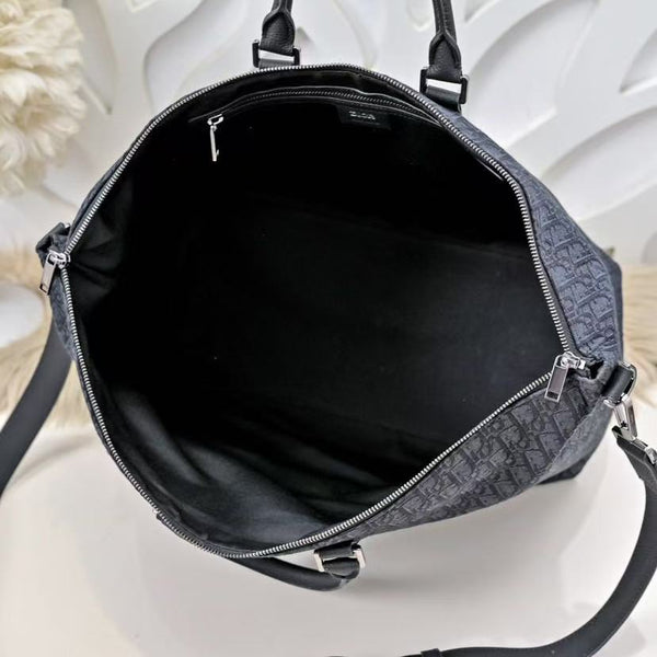 Weekender 40 Dior Oblique Jacquard Black Grained Calfskin Frabic