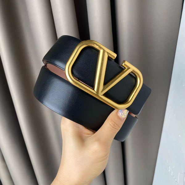 VL BELT 40MM GOLD BUCKLE & REVERSIBLE BLACK PINK LEATHER