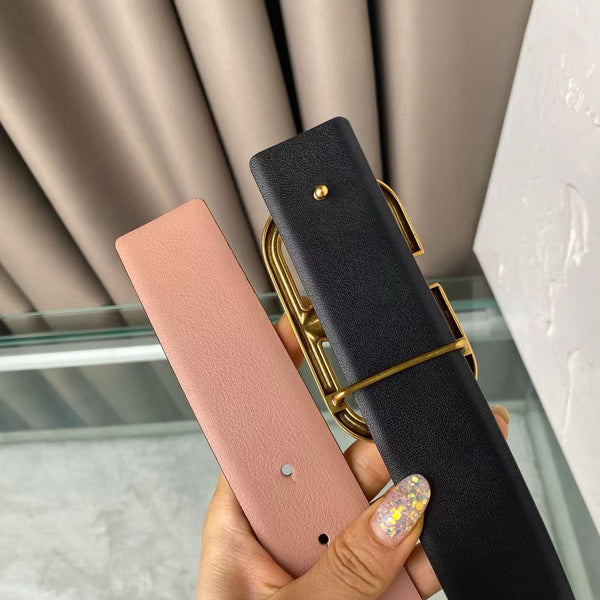 VL BELT 40MM GOLD BUCKLE & REVERSIBLE BLACK PINK LEATHER