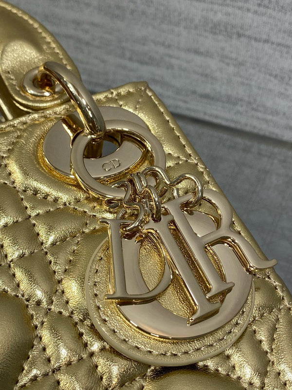 CD Lady Dior 17cm Bag Gold Lambskin