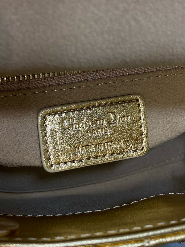 CD Lady Dior 17cm Bag Gold Lambskin