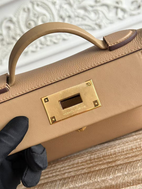 Hermes Mini 24 24 Bag Beige Gold Leather