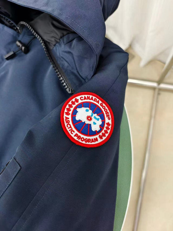 C. Goose Bomber Jacket Navy Blue Polyester 0008