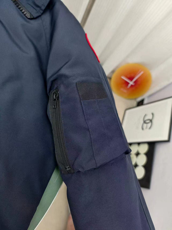 C. Goose Bomber Jacket Navy Blue Polyester 0008