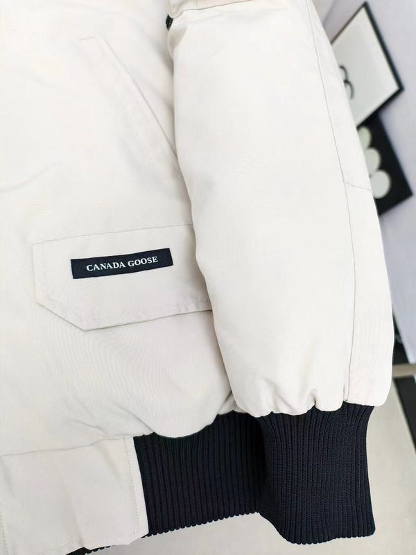 C. Goose Bomber Jacket White Polyester 0009