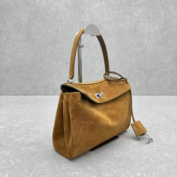 RODEO SMALL BAG 29 IN BROWN SUEDE SILVER HARDWARE