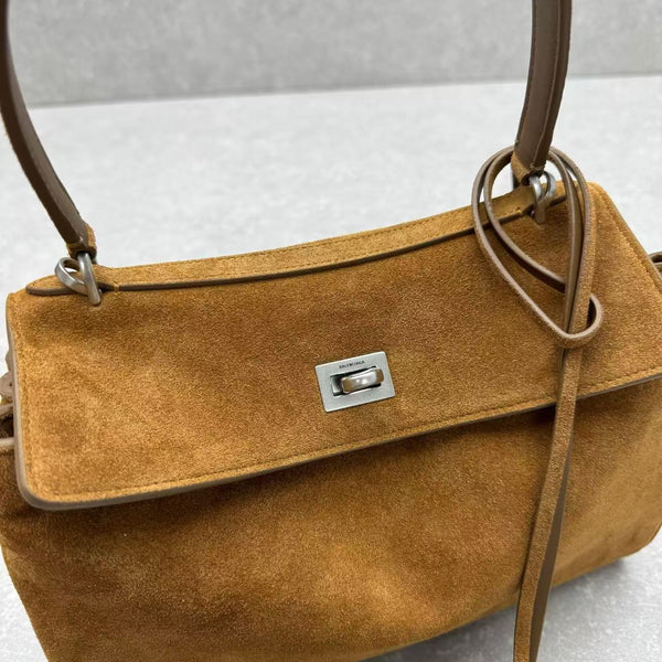RODEO SMALL BAG 29 IN BROWN SUEDE SILVER HARDWARE