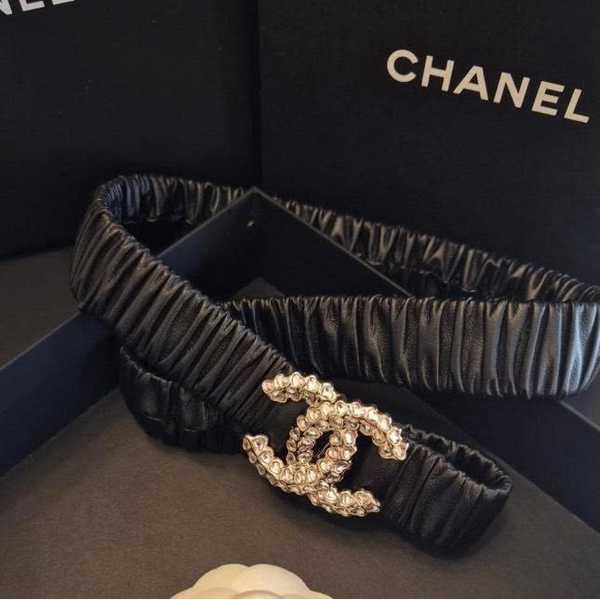 CC BELT 20 MM BLACK LAMBSKIN GOLD TONE METAL