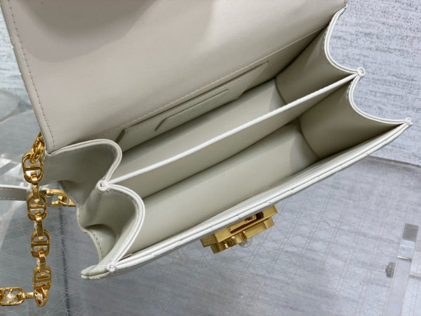 CD Macrocannage Ange Shoulder Bag 20 White Calfskin