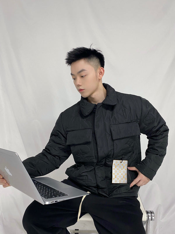 LV 25FW Monogram Padded Light Blouson Black Polyamide