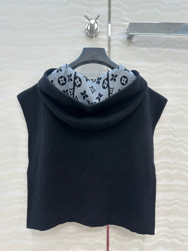 LV 25FW Double Face Open Arm Jacket Black Wool