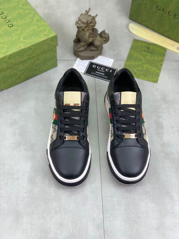 GG 25 Men's ACE Sneaker Black Sheepskin Canvas
