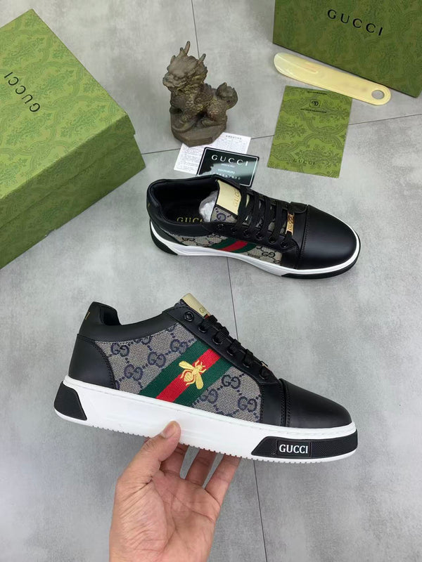 GG 25 Men's ACE Sneaker Black Sheepskin Canvas