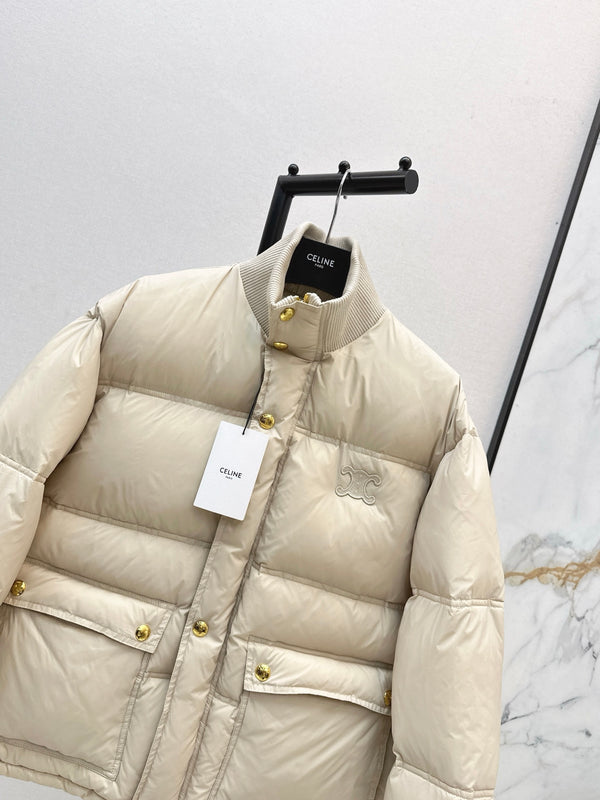 CE 25Ss Stand Collar Puffer Nylon Down Jacket