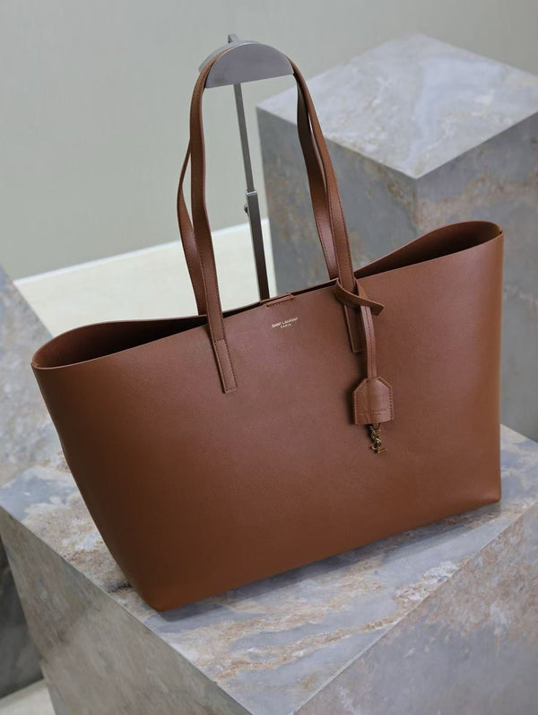YSL 2025 Tote 38cm Bag Brown Smooth Leather