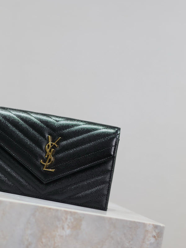 YSL WOC Small Envelope Bag 19cm Black Caviar GHW