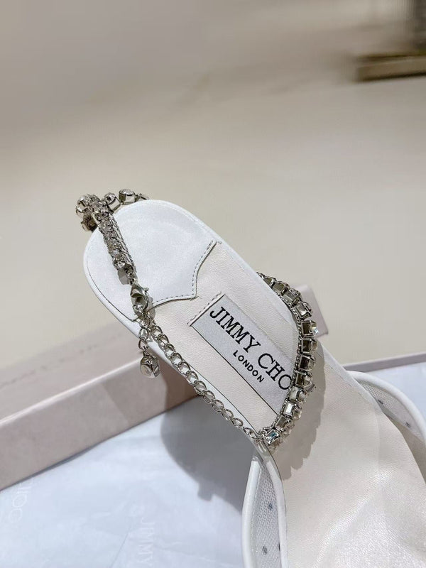 Jimmy Choo 100mm Saeda Crystal-embellished Pumps White Mesh Calfskin