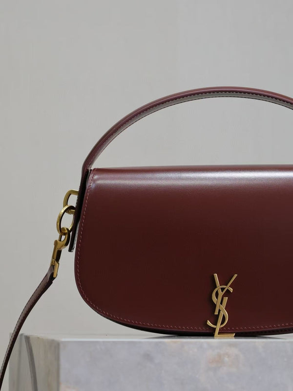 YSL 2025 Voltaire 24cm Burgundy Gold Calfskin