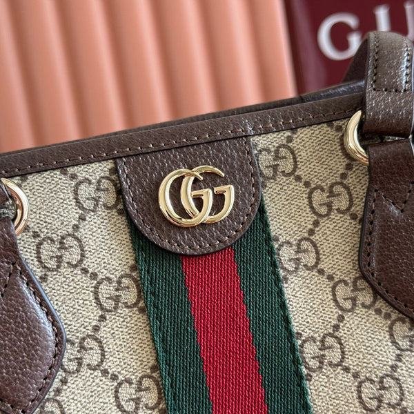 GG 2025 Sac Cabas Ophidia 31cm Toile Marron Ébène Cuir