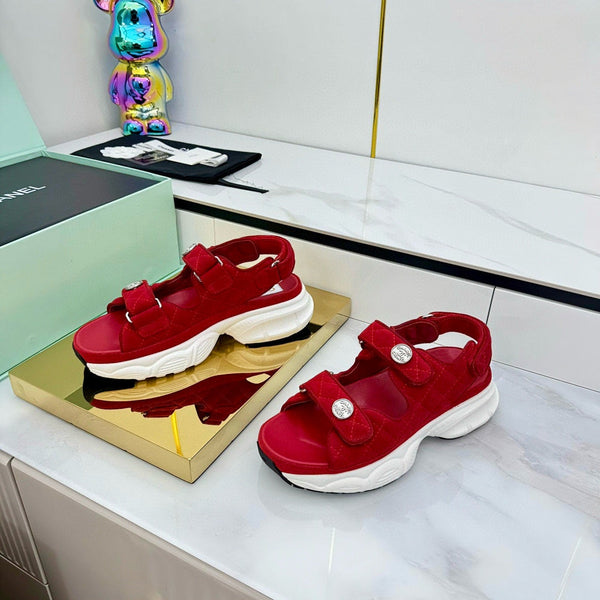 Sandales Électro Broderie Rouge Toile CC