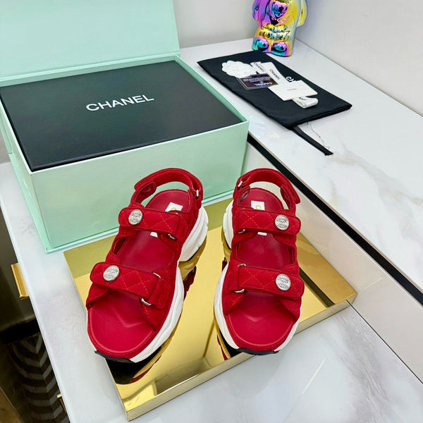 Sandales Électro Broderie Rouge Toile CC