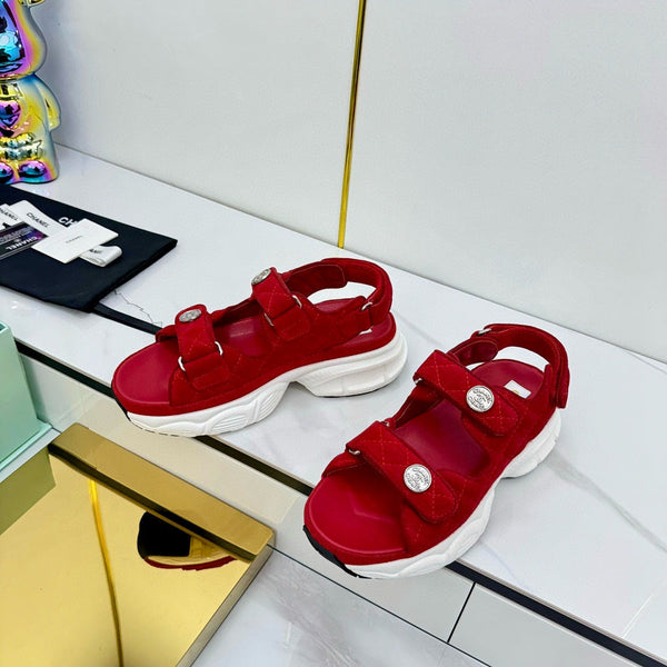 Sandales Électro Broderie Rouge Toile CC
