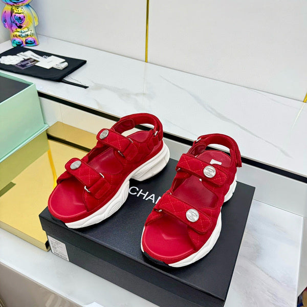 Sandales Électro Broderie Rouge Toile CC