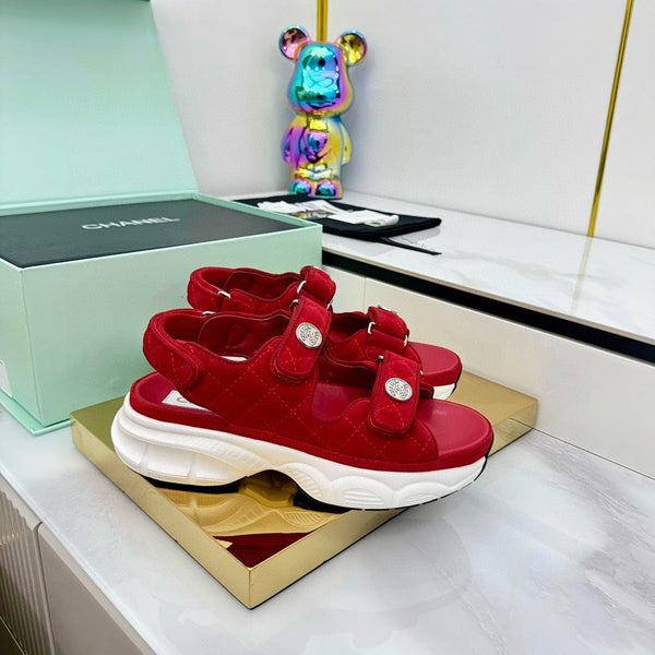 Sandales Électro Broderie Rouge Toile CC